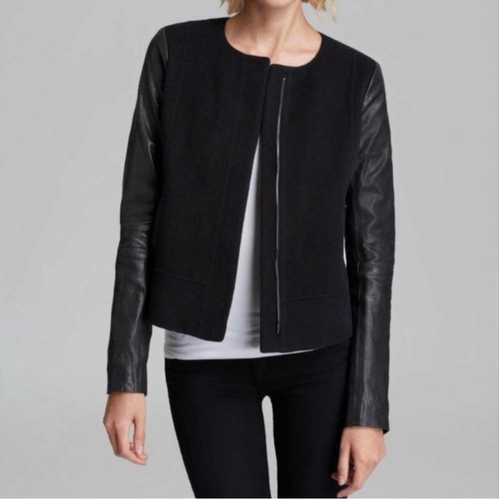 Vince Wool Leather Sleeves Jacket XS - Picture 1 of 9